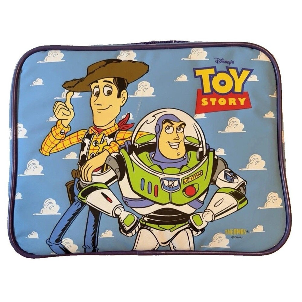 VTG NWT Disney Toy Story Woody/Buzz Lightyear Lunch Box Thermos Green Army Men